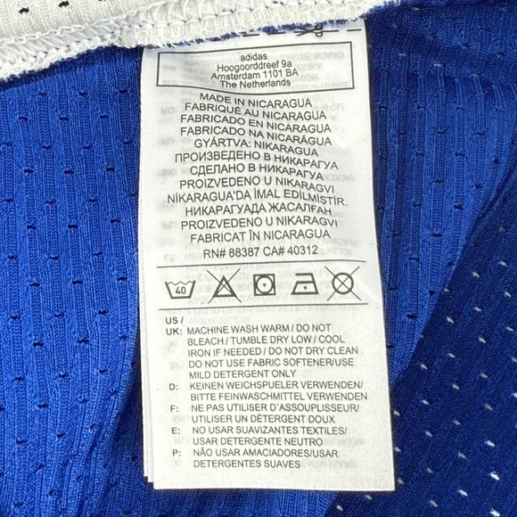 Adidas Football Jersey Royal Blue V Neck Short Sleeve Men's 2XL GG7399 NWT - Picture 6 of 13